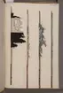 Avbildning i gouache föreställande fanstänger tagna som troféer av svenska armén. De avbildade stängerna finns inte bevarade i Armémuseums samling.