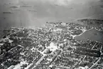 Flygfoto över Trossö Karlskrona mot sydväst. 1920-1944