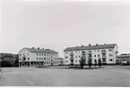 S:t Sigfridsplatsen mitt i bilden. Foto från Falegatan. Från vänster S:t Sigfridsgatan 42, Wetterlinsgatan 2.