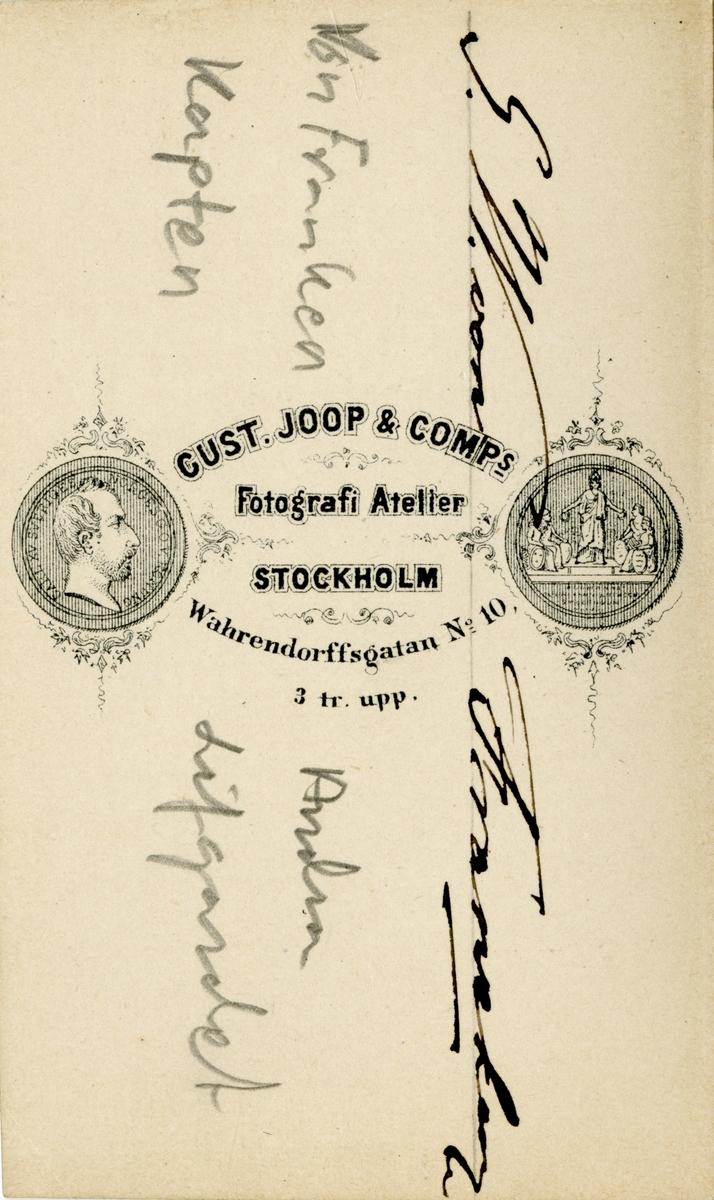 Porträtt av Georg Wolfgang von Francken, kapten vid Andra livgardet.
Se även AMA.0007301 och AMA.0007316.
