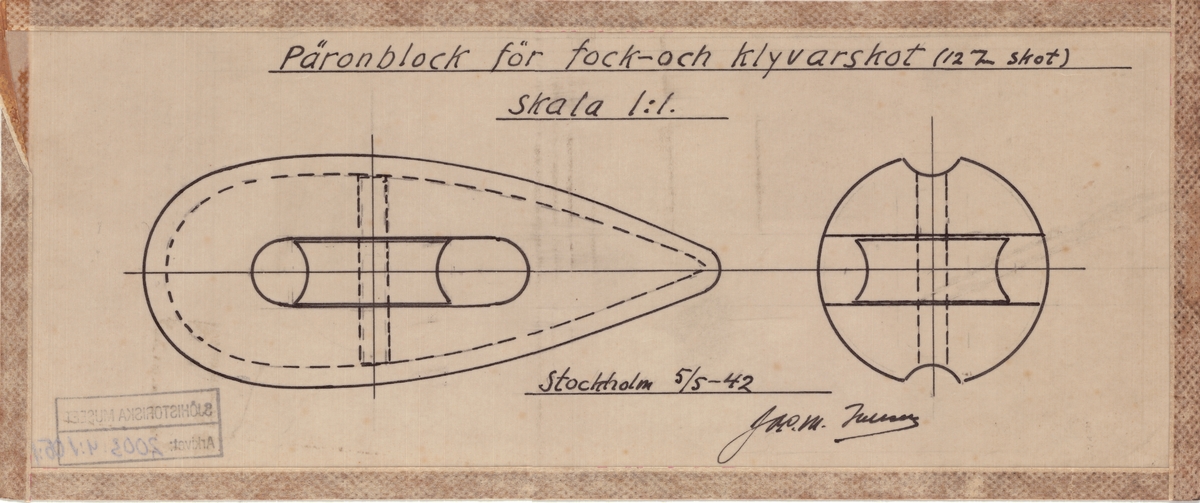 Päronblock för fock- och klyvarskot.