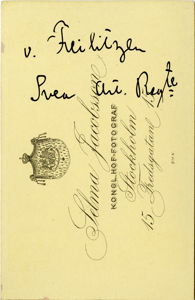 Porträtt av Otto von Feilitzen, löjtnant vid Svea artilleriregemente A 1.

Otto von Feilitzen var föreståndare för Artillerimuseum (Armémuseum) 1902-11.