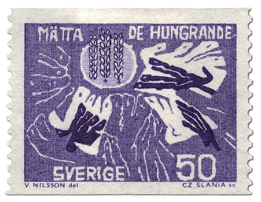 3 sädesax samt stilliserade händer.

Mätta de hungrande.