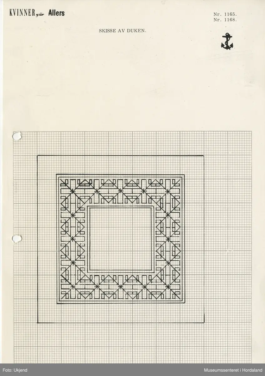 Trykt mønsterark i A4-format til brodert tekstil.