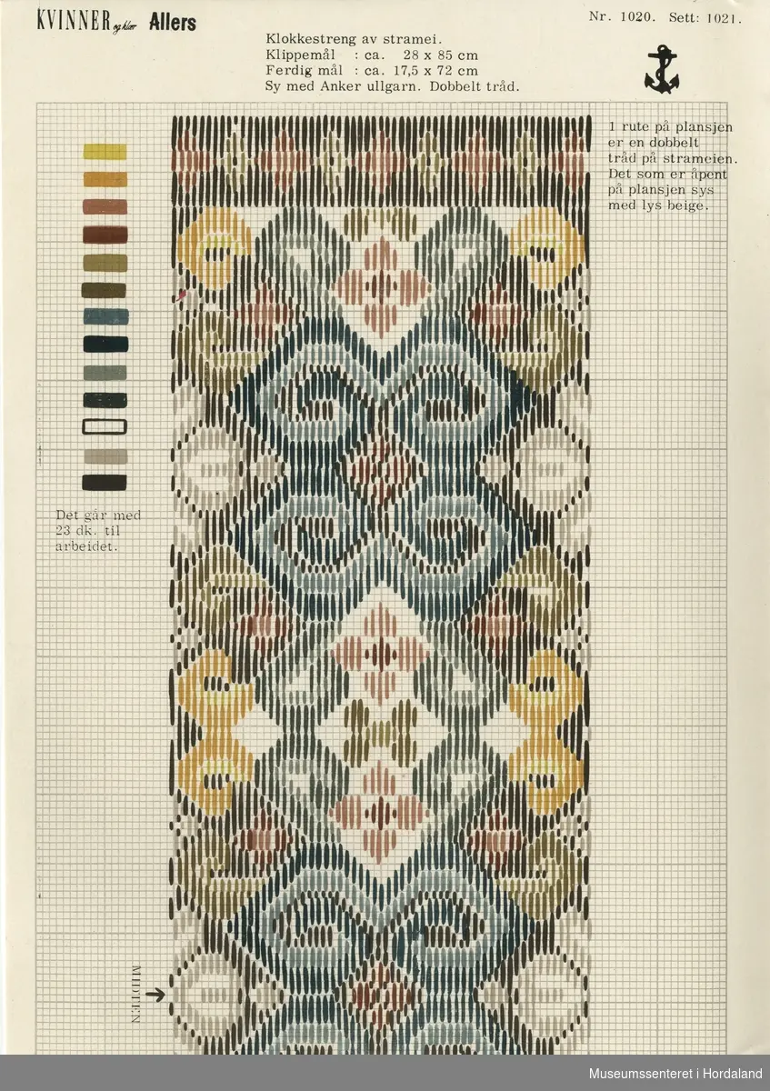 Trykt mønsterark i A4-format til brodert tekstil.