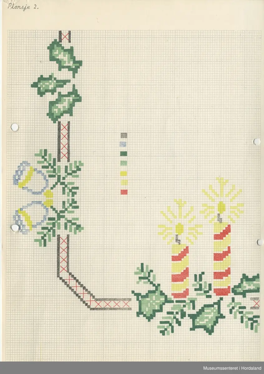 Trykt mønsterark i A4-format til brodert tekstil.