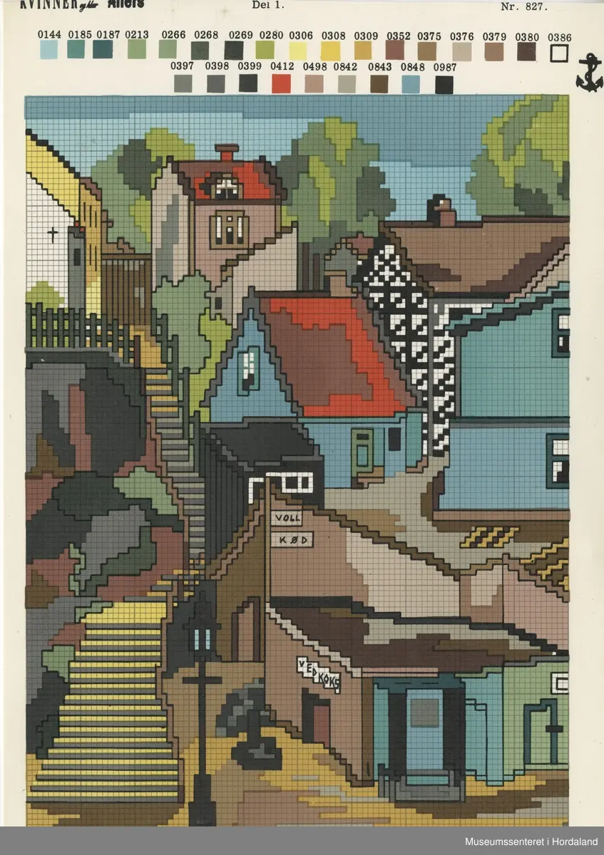 Trykt mønsterark i A4-format til brodert tekstil.