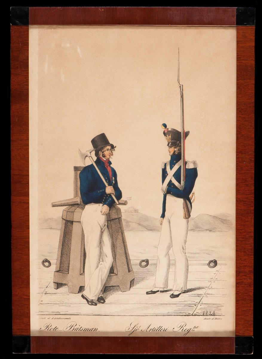 Uniformsmodeller för Rote-Båtsman och Sjöartilleriregementet 1824"".