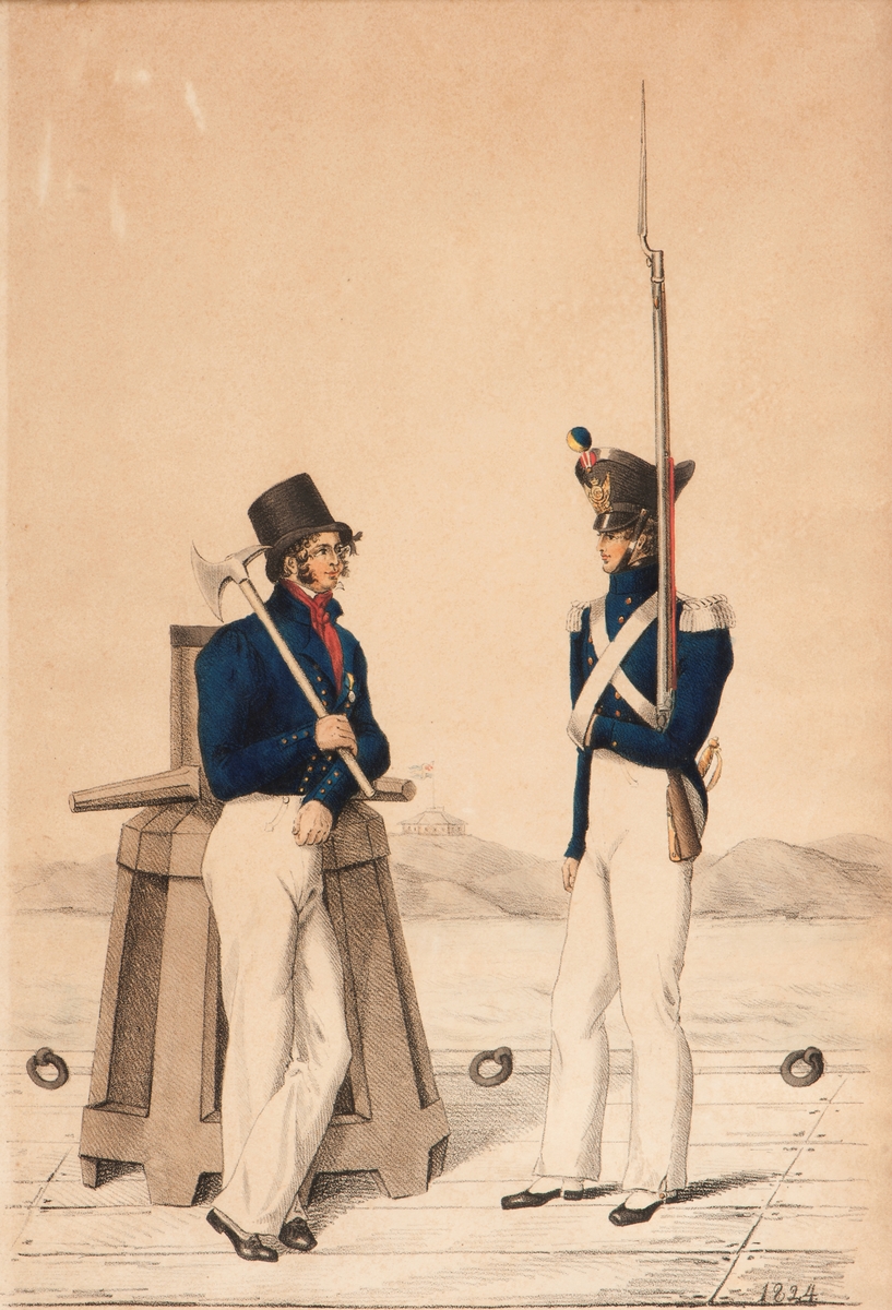 Uniformsmodeller för Rote-Båtsman och Sjöartilleriregementet 1824"".