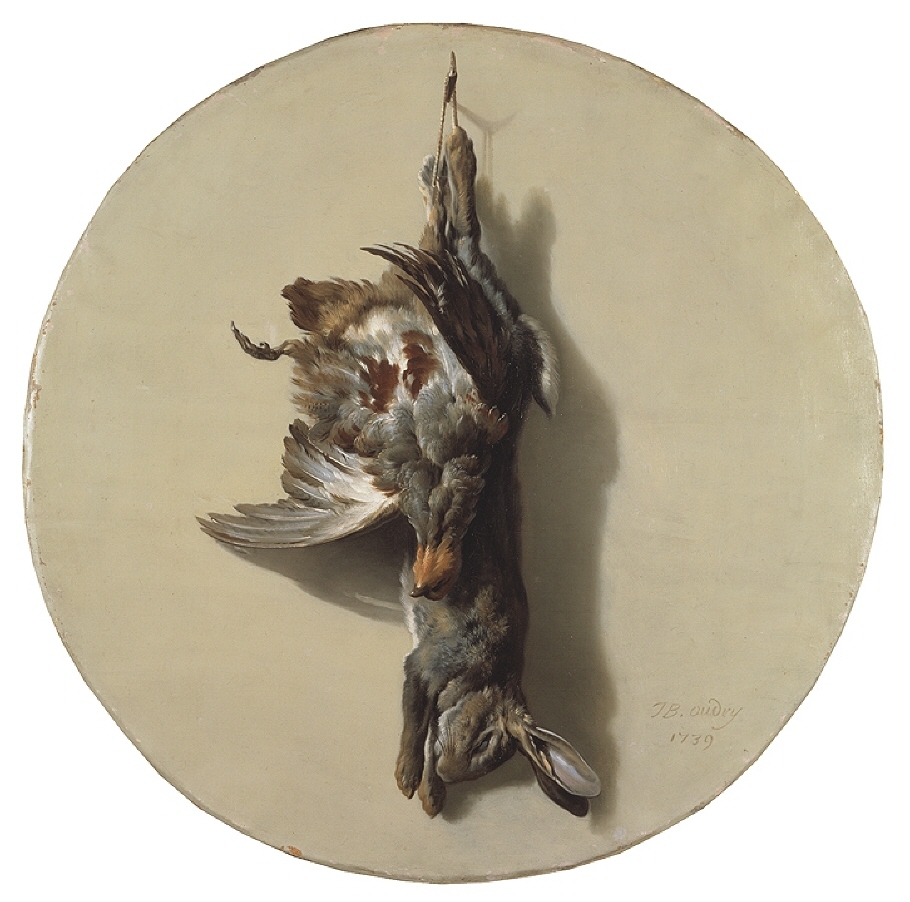 Stilleben med hare och rapphöna by Jean-Baptiste Oudry