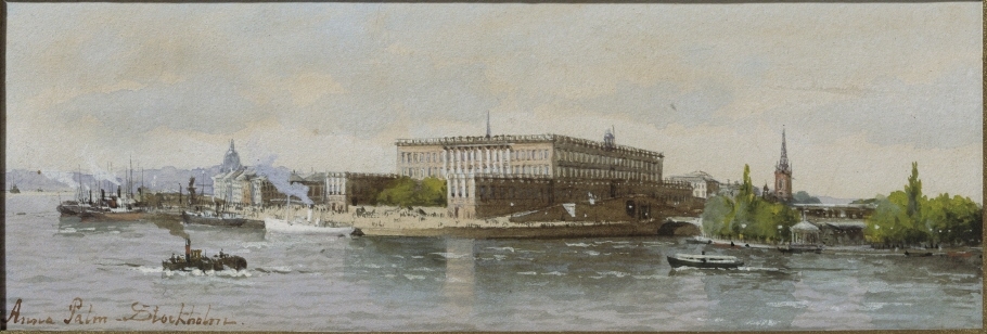 Vy över Stockholms slott och Helgeandsholmen