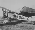 Flygplan Bristol 76 Jupiter Fighter med engelsk civilregistrering G-EBGF 41 från sidan. På Internationella luftfartsutställningen i Göteborg, 1923 (ILUG).