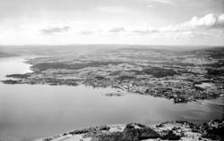 Hamar, flyfoto, bypanorama, stor oversikt Hamar by med Stang