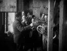 år 1933 Konserten i kyrktornet, längst bak Petter Nilsson, trumpet Melin, höger Carl Andersson,10017.