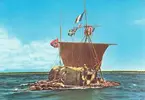 Flotten Kon-tikii Polynesien. Kon-Ti´ki-expeditionen. Thor Heyerdahls expedition 1947. Avfärden ägde rum 28 april 1947 från Limas hamnstad Callao. Nådde fram till den lilla atollen Raroia i Tuamotugruppen 7 augusti samma år.