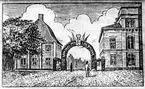 Äreport för Karl XV mellan Kockska huset och Teatern .
Mellan nya Teatern och kockska huset reste sig den äreport, som byggts till ära för Carl XV, då han i September. 1864 besökte Kalmar. 
Text i äreporten 