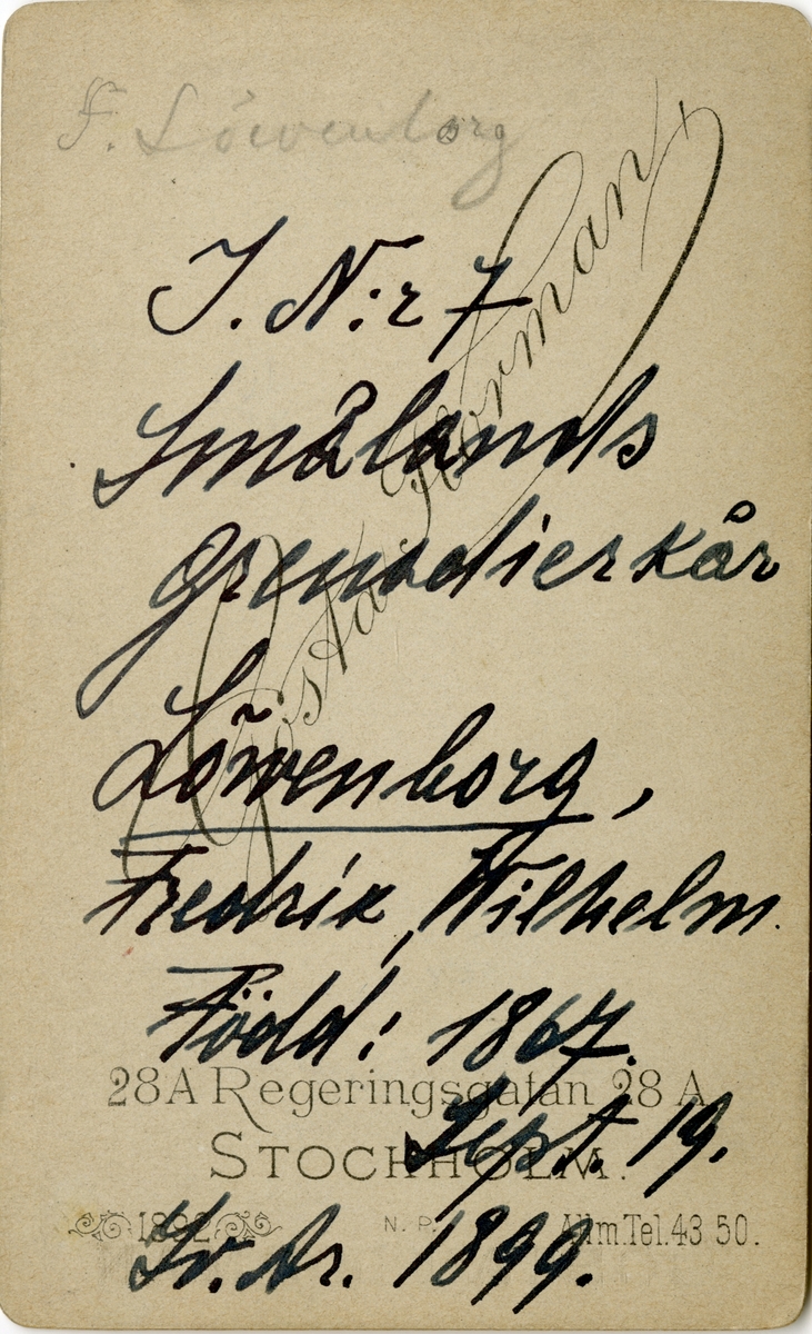 Porträtt av Fredrik Wilhelm Löwenborg, kapten vid Karlskrona grenadjärregemente I 7.
