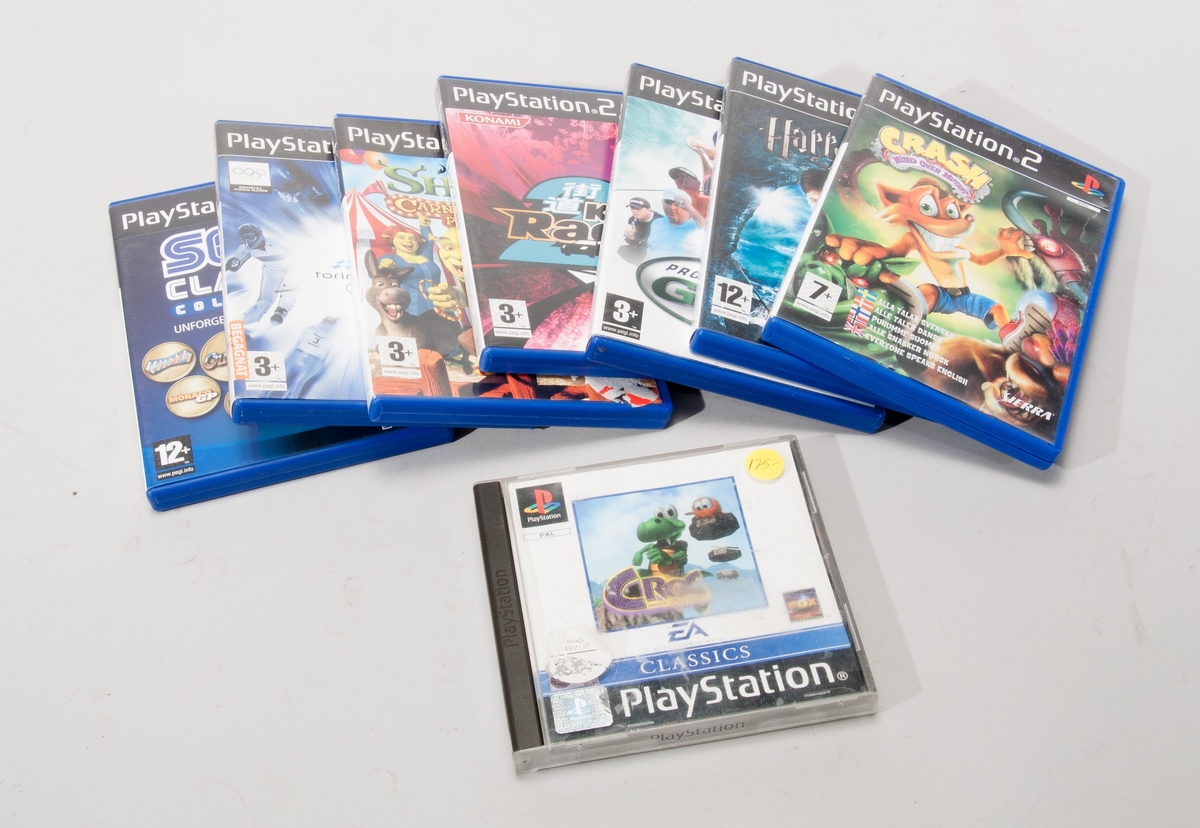 Spel för Sony PlayStation 2: 
- Croc: Legend of the Gobbos. (Argonaut Software/Electronic Arts, 1997)
- Crash: Mind over Mutant. (Sierra Entertainment, 2008)
- Harry Potter och halvblodsprinsen. (Warner Brothers/Electronic Arts, 2009)
- Prostroke Golf: World Tour 2007. (Oxygen Interactive Software, 2006)
- Kaido Racer 2. (Konami/Genki, 2006)
- Shrek's Carnival Craze Party Games. (Dreamworks Animation/Actuvusuinm 2008)
- Torino 2006. (International Olympic Committee/Take-Two Interactive Software, 2006)
- SEGA Classics Collection omfattande spelen: Columns, Outrun, Golden Axe, V.R., Monaco GP, Fantasy Zone, Tant R & Bonanza Bros. samt Space Harrier. (SEGA/Sony Computer Entertainment, 2005)