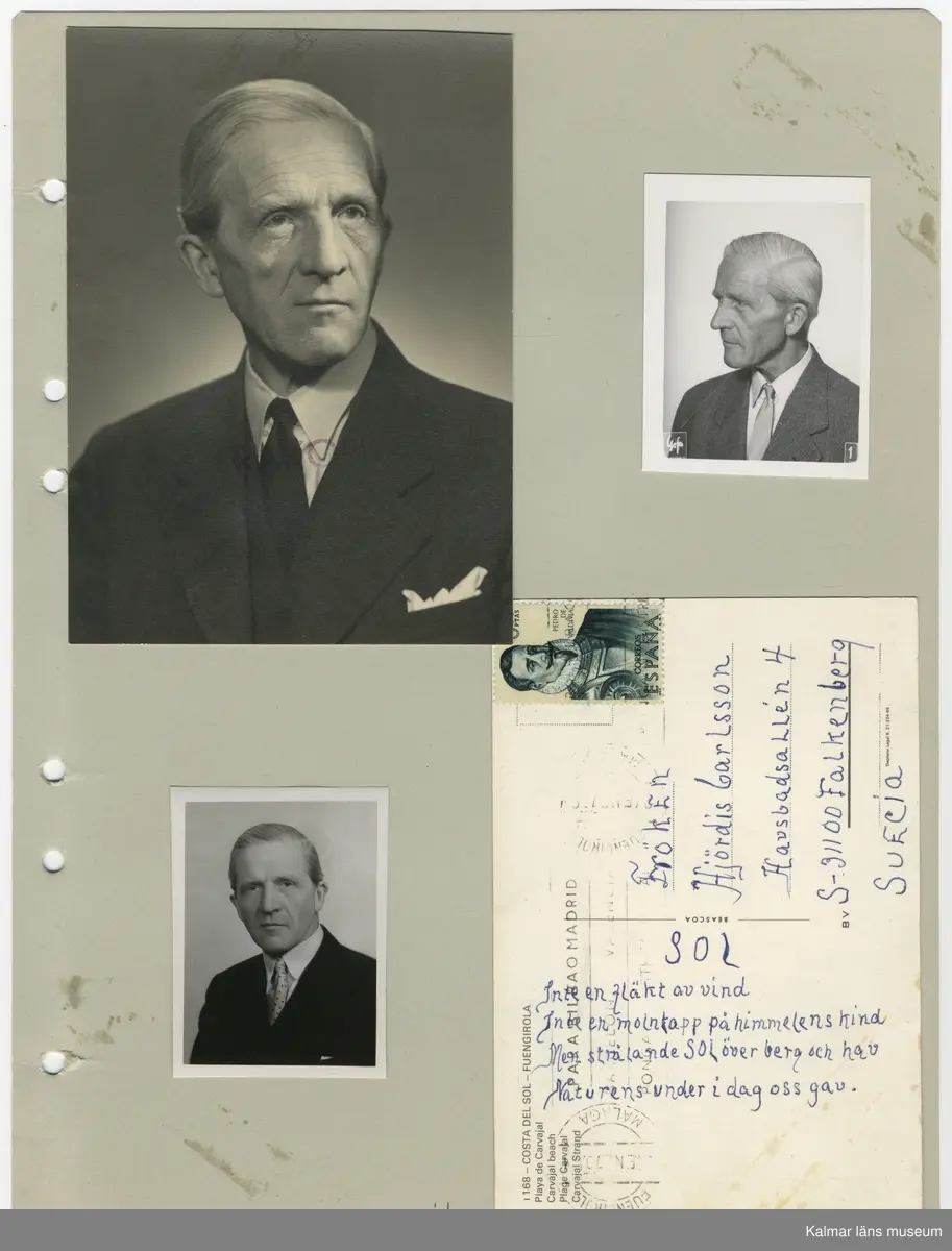 KLM 45771. Fotoalbum. Album av plast, arken av papper. Albumet är rött med guldtryck på pärmens framsida. Albumet innehåller fotografier och dokument som handlar om Carl Axel Westberg, född 1894, uppvuxen och verksam i Kalmar. C A Westberg var verksam som militär, ryttmästare och inom Eol-bolaget, bland annat som verkställande direktör och inom ICA-styrelsen som ordförande. C A Westberg räknas som pionjär och uppbyggare av ICA-rörelsen. Albumet har sammanställts av hans livskamrat Hjördis Carlsson.

Varje sida har gett ett undernummer och de sidor som omfattar för länet relevanta bilder eller textmaterial beskrivs i följande förteckning.
:1 Porträttbilder på CA.
:25 Valvet till Kalmar slott. 
:39 Från Kungliga Stadskontoret, beviljande av tjänstepension från militärtjänstgöreingen. 
:43 CA:s dödsannons samt program från begravningen. 
:46 Adolf anderssons familjegrav, Södra kyrkogården Kalmar.
:47 Nekrolog, ICA Nyheter 24/11 1977. 
:48 Kristvalla kyrka.