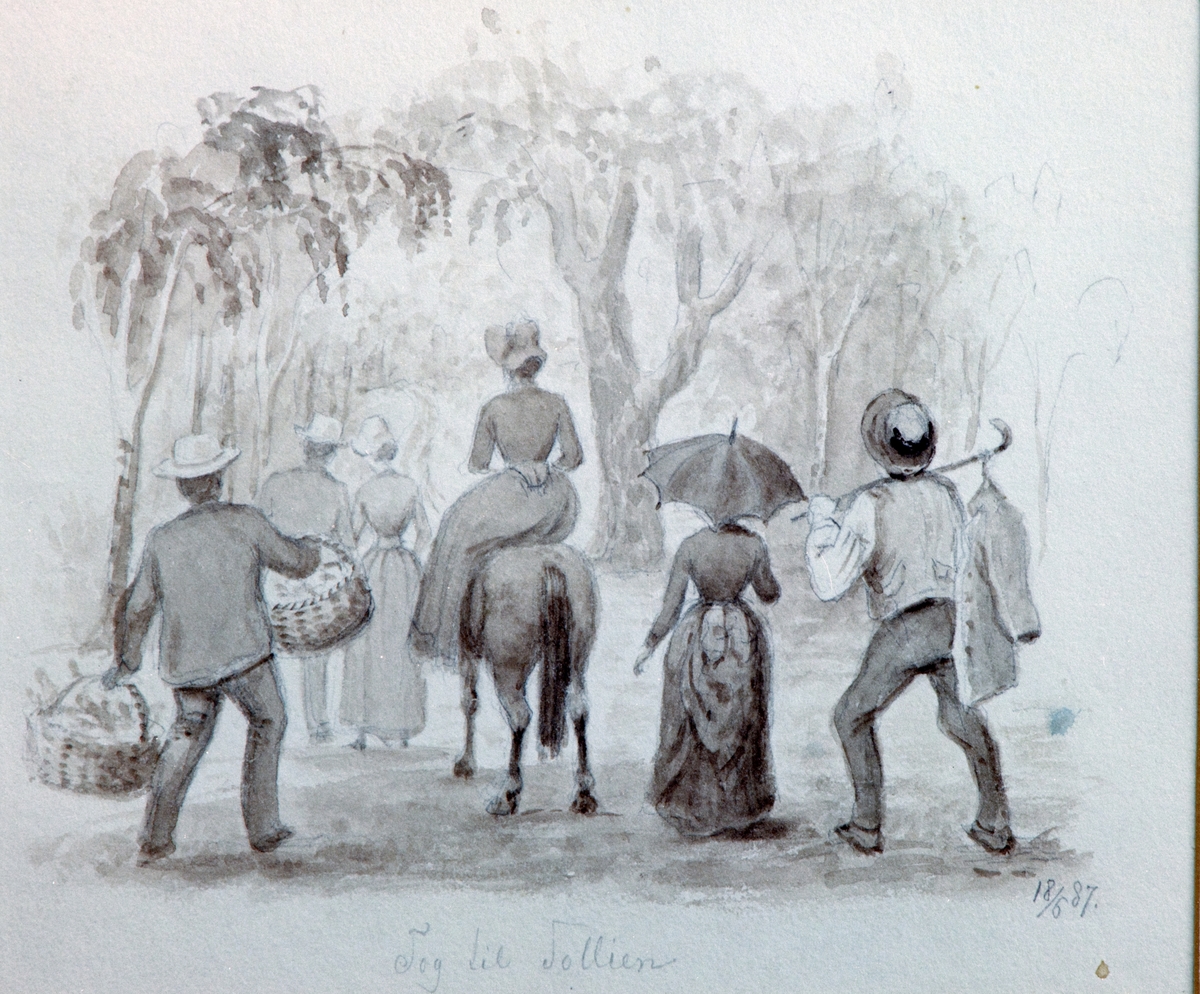 Akvarell av Carl Fredrik Diriks (26. mars 1814–3. mars 1885) Tittel "Tog til Sollien" 18/51887.