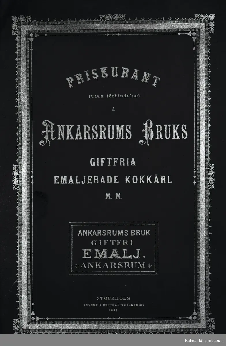 Ankarsrums bruk prislista.