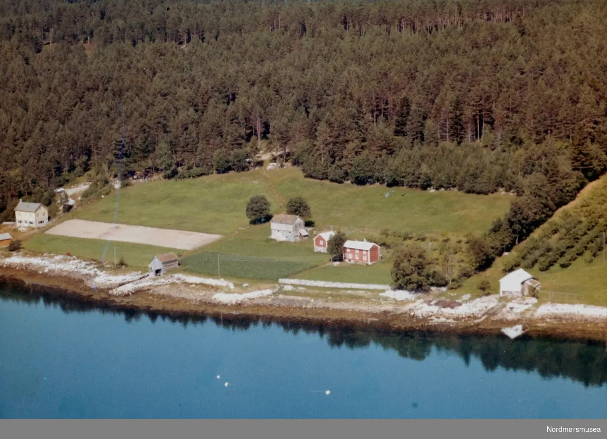 Flyfoto av ";Steinsvoll"; i Surnadal kommune. Bildet er datert 31. juli 1963. Fra Nordmøre Museums samlinger.
