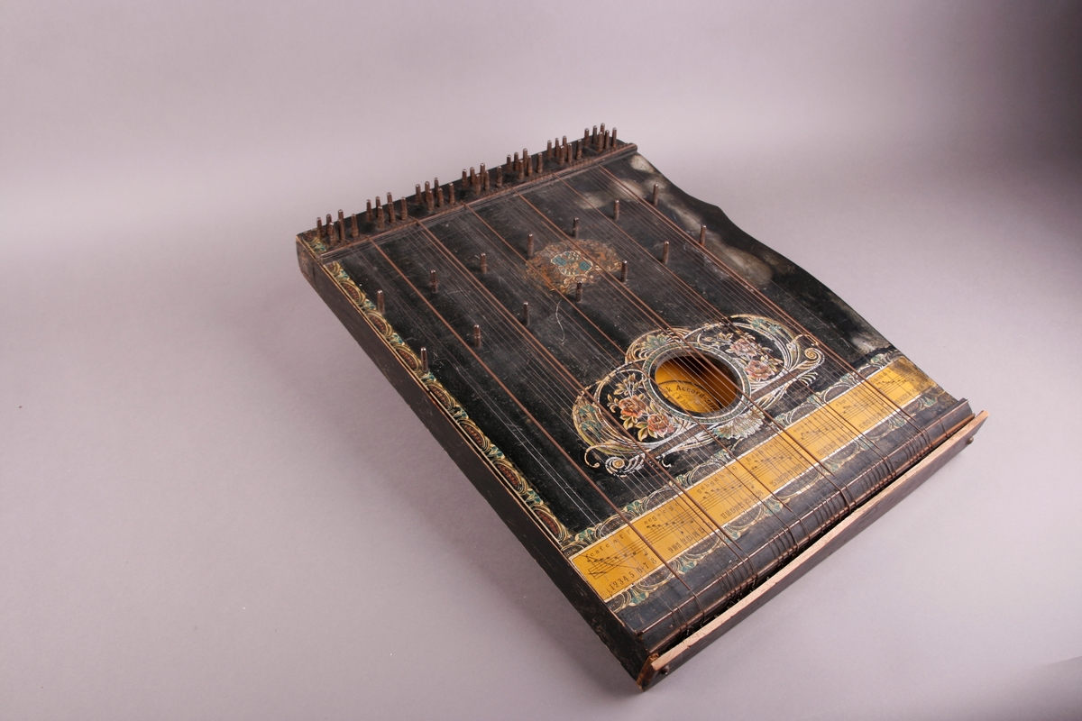 Citeren har følgende mål: Lengde 50 cm, maks bredde (på midten) 39 cm, bredde på anheng i nedre kant 37,7 cm, maks høyde (dybde) opp til og med stengeskruer: 6,7 cm. Høyde (dybde) på sarg: 4,5 cm. Citeren er laget av tre som er malt svart, formen er rektangulær og med noe buet «svung» på høyre side, sett forfra. Instrumentet er påmontert et brett (anheng) i nedre kant, som skjuler strengefestene. Brettet (planken) er skadet på venstre side.

Instrumentet har syv sett med strenger som hver danner en bestemt akkord, totalt 56 strenger. Disse akkordene er fra venstre til høyre: F dur, C dur, G dur, D dur, A dur, E dur og F# dur. Navn på toner, notelinje og nummer på strenger er påført (trykt?) på citerens nedre del, over anhenget. Inne i kassen er det en merkelapp i gult papir der det står at citeren er produsert av C.W.Johansson & Co. Musikinstrumentfabrik i Nässjö. Skrifta er trykt med svarte bokstaver:

«[Blomstdekor] Svensk Accord-Zittra N:o 7. [Blomstdekor] // [Uleselig blyantskrift] Fran [Från] // C.W.Johansson & Co. // Musikinstrumentfabrik // [Dekor] NÄSSJÖ. [dekor] // [Dekor] // Normalstämning»