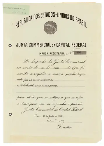 Dokument fra arkivet til Sætre kjeksfabrikk. MiA.