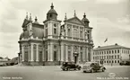 Vykort på Kalmar domkyrka, den dominerande stilepoken exteriört och interiört är barock. Uppförande mellan 1660-1703.