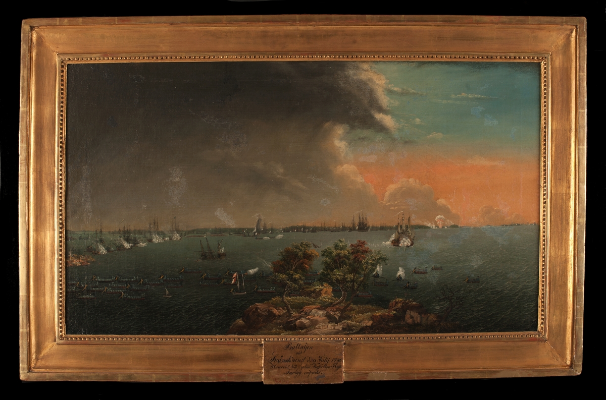 "Battaljen vid Svänsksund d. 8 julij 1790 Hvarvid 53 stycken Kejserliga Ryska Fartyg erofrades".