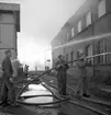 Walfrid Svenssons möbelfabrik på Hagaborg brinner i oktober 1942.