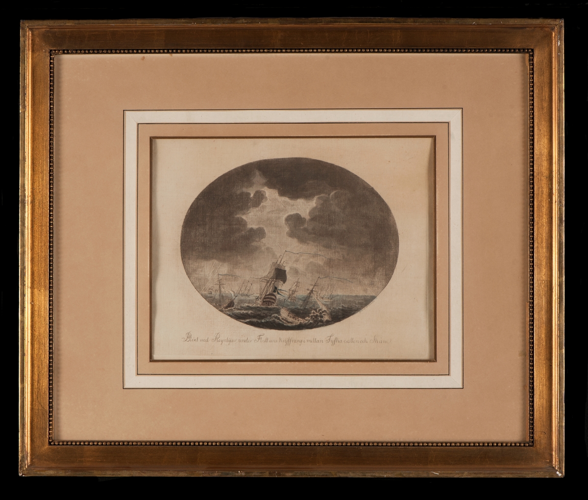 "Blixt och Regnbyar under Flottans kryssning mellan Tyska vallen och Skåne"

Ram: Förgylld