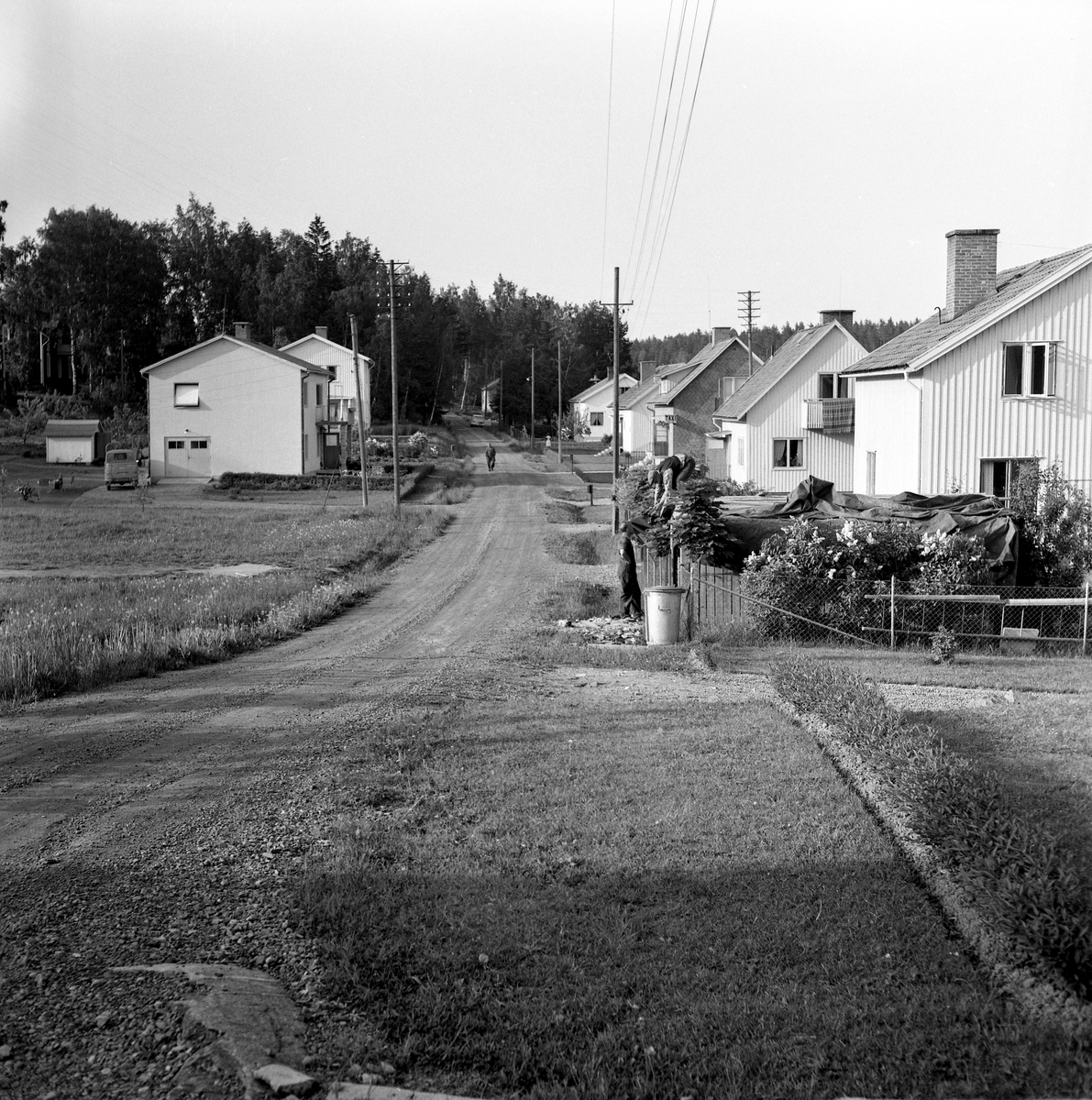 Någonstans i Värmland - från slutet av 1950-talet. 
Kommentar från en användare: Älvenäs, gatan rakt fram är Spinnaregatan, och längst ner ligger ungkarlshotellet. Alla husen är rivna men gatan finns kvar! Jag bodde i det vänstra huset 1966. Bakom granskogen går i dag E18 fram.
Ungkarlshotellet kallades också i folkmun för "Sing Sing"p.g.a sin utformning.