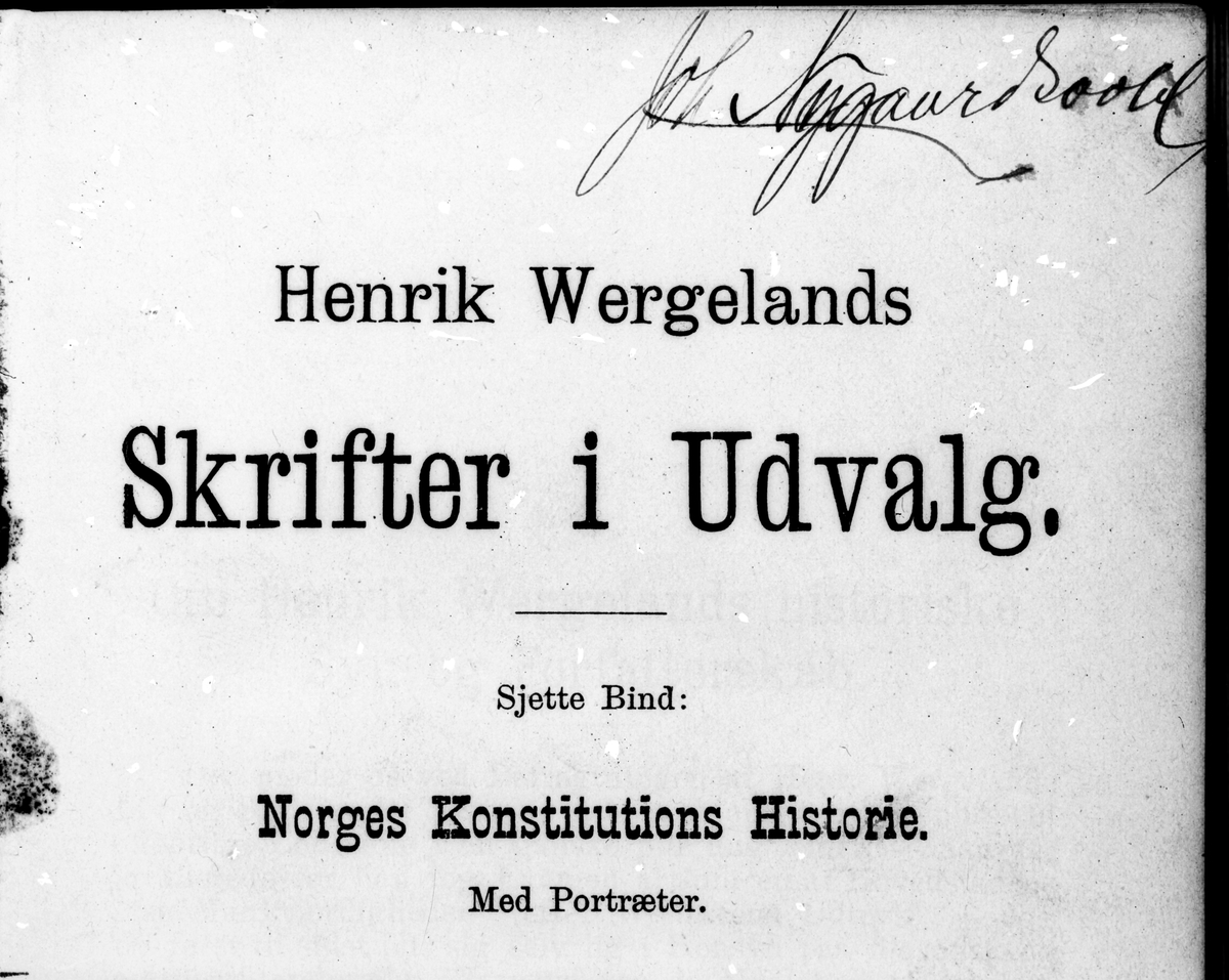Avfotograferte tittelblad av bøker og skrifter som har tilhørt Johan Nygaardsvold