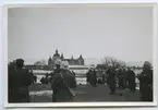 Militärövning i Kalmarsundsparken i Kalmar 1941. I bakgrunden syns Kalmar slott.