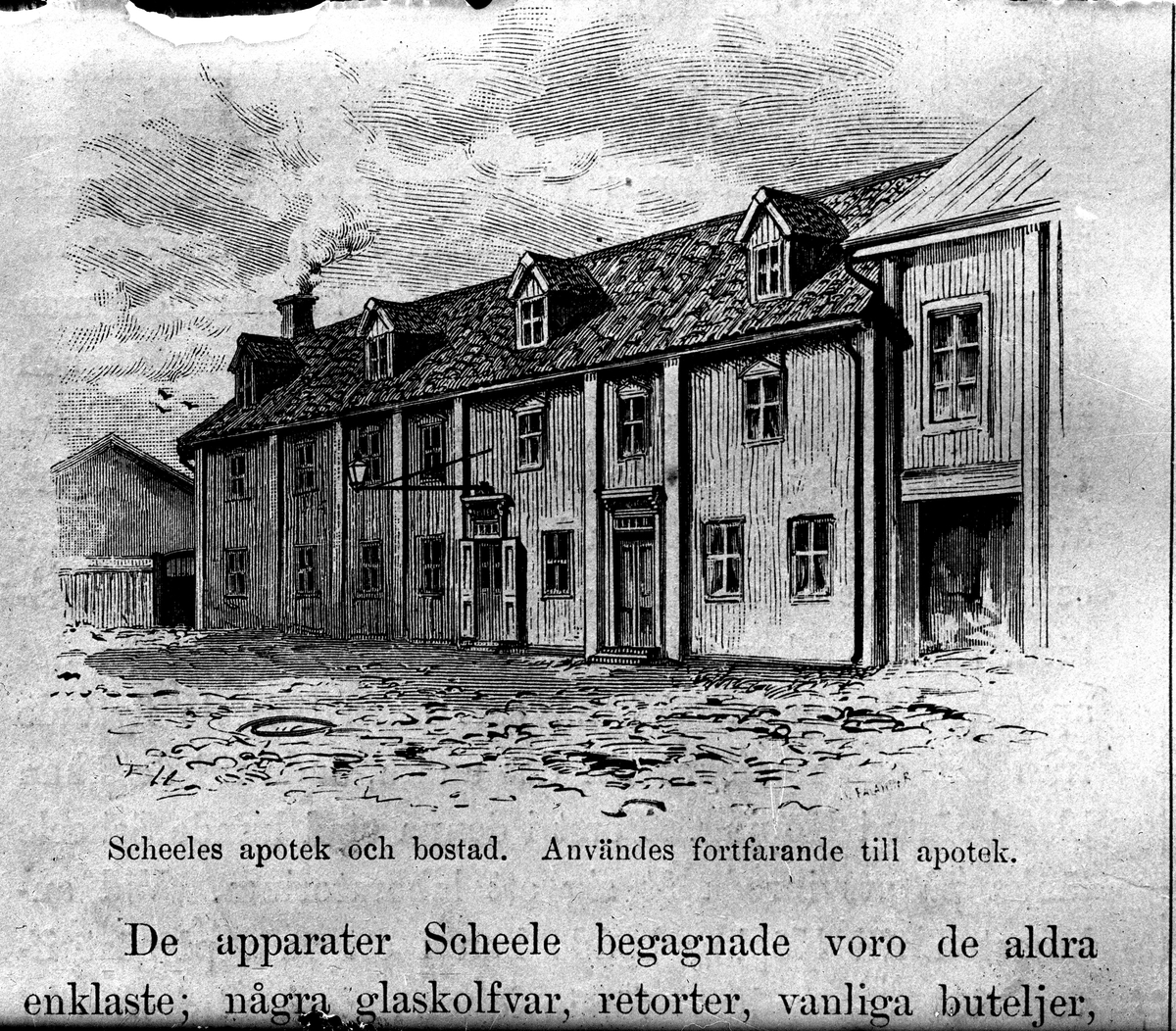 Scheeles apotek och bostad.
Reproduktion av KJ Österberg.
