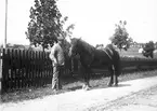 Man med hästen. Tidsomfånget är 1900 - 1940