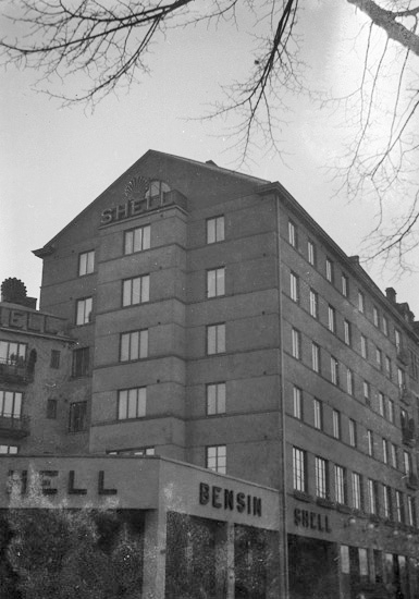 Shell bensins kontor i Malmö, Drottningatan 36. Troligtvis 1931.