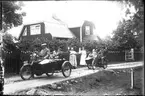 Motorfärd, Svensson och Lönnboms. Foto år 1921. A5770 Harley Davidson 1921 med Karl J T Lönnholm statsskogvaktare Stockholm, och X168 Indian 1916 Flottarföreningen Testeboån med bivatten g:m kassör C Westerberg och banvakt F A Jonsson Åmot Ockelbo s:n Hjertvallen.