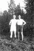 Idrottstävlingar vid Särstabacke, Torsåker, 1914. Folke Falk och Viktor Olsson.