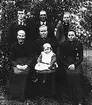 Herrgården i Hällbo. Bakre raden från vänster: sonen Lars Olsson, född 1879, fadern Olof Larsson, född 1853, dottern Kristina, född 1885. Sittande från vänster: modern Kerstin Larsdotter (Herrgårdsmoster), född 1854, dottern Sara, född 1876, med sin dotter Hilda i knät, dottern Margta, född 1882.