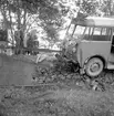 Bussolycka vid Hamrånge. September 1951. OBS! Det står Forsbacka på bussen.