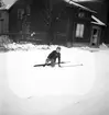 Årets första snö. 16 november 1951. Islandsplan, Brynäs.
