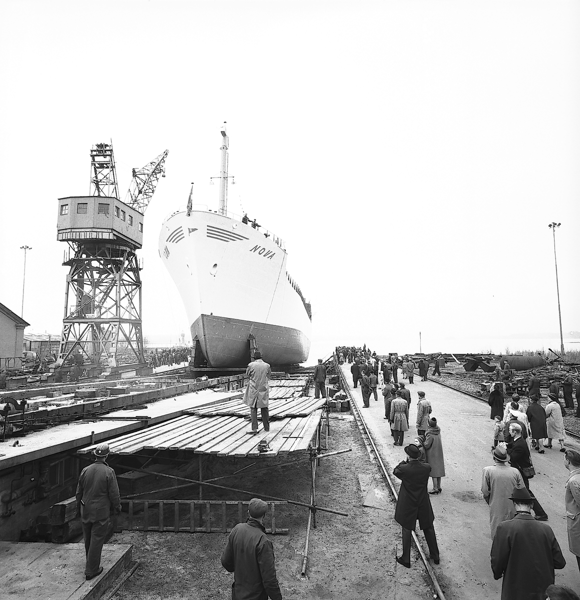 Den 2 maj 1963. Gävle Varv. Sjösättning av M/S Nova.


