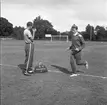 Strömvallen. Augustispelen, Gunder Hägg instruerar.      3 augusti 1953.