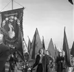 Arbetartåget.  Första maj-demonstration 1948. Arbetarbladet.