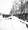 Februari 1938. Snökörningsbil i Gavleån. Reportage för Gefle Dagblad