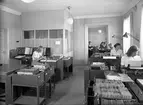 Gävle Dala Lantmannförbund kontor. Interiör med personal. Augusti 1945.