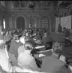 Civilförsvarsrepetition general Tottie talar på stadshuset. Våren 1949.