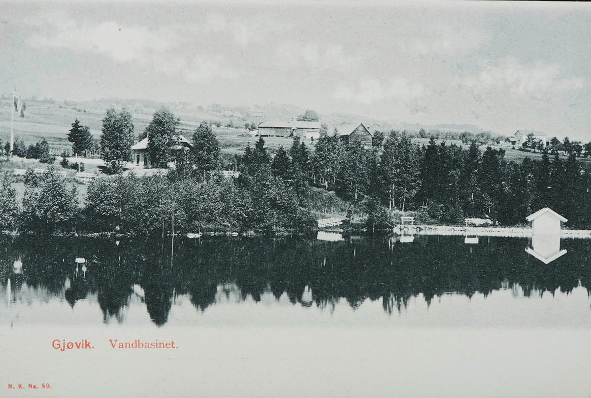 Gjøvik, Vandbasinet. N.K. NO.59. Postkort, brevkort.